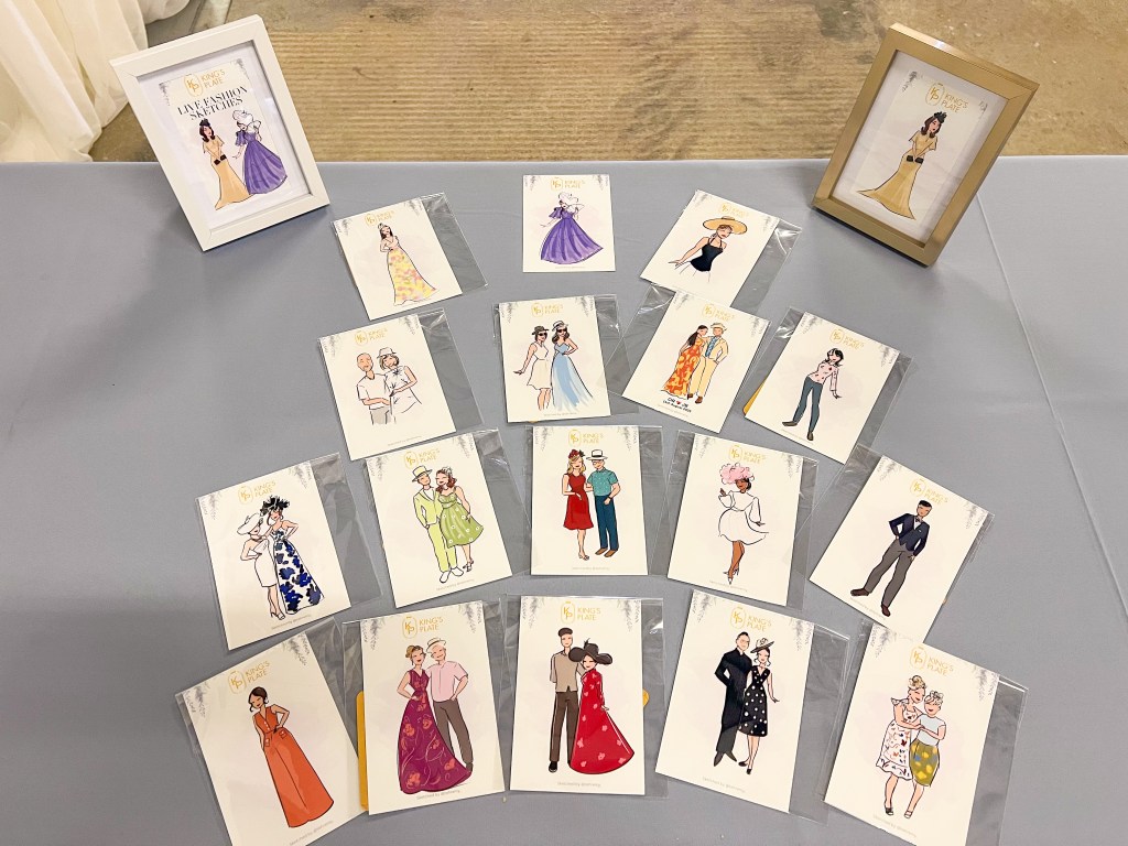 Image of printed guest portraits laid out and displayed on a table by Tehremy