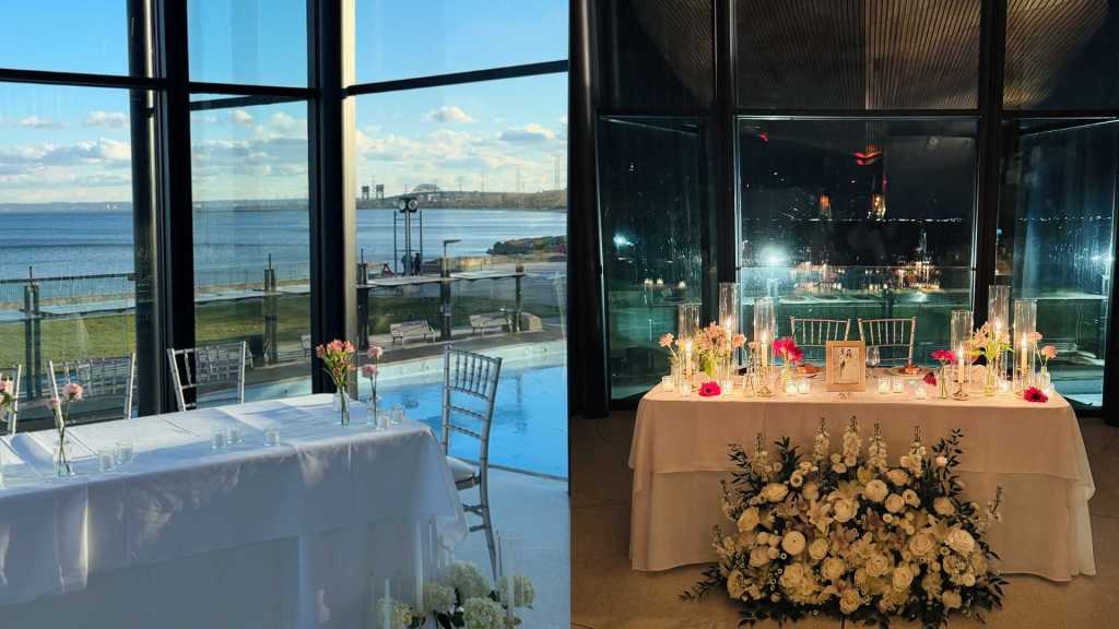beautiful lake facing venue with floor to ceiling windows in Burlington ontario